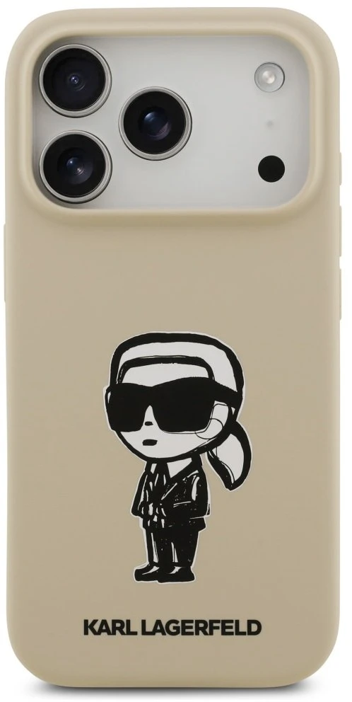 „Karl Lagerfeld“ silikoninis „Karl Sketch & Logo MagSafe“ dėklas, skirtas „iPhone 17 Pro“ – rudas