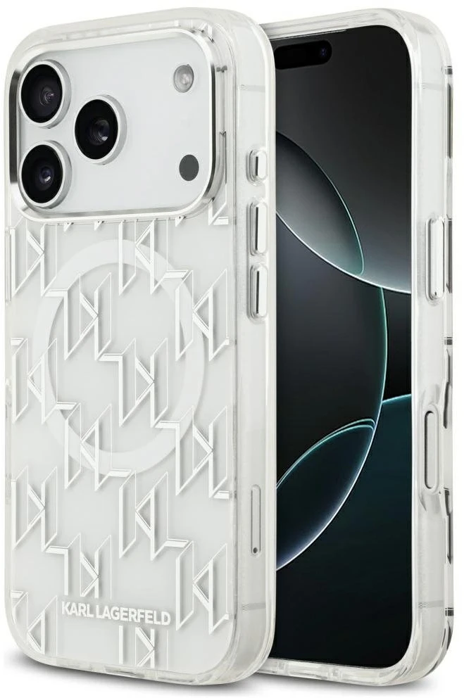 Karl Lagerfeld IML KL Monogram MagSafe dėklas skirtas Apple iPhone 17 Pro Max baltos spalvos