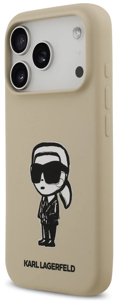 „Karl Lagerfeld“ silikoninis „Karl Sketch & Logo MagSafe“ dėklas, skirtas „iPhone 17 Pro“ – rudas
