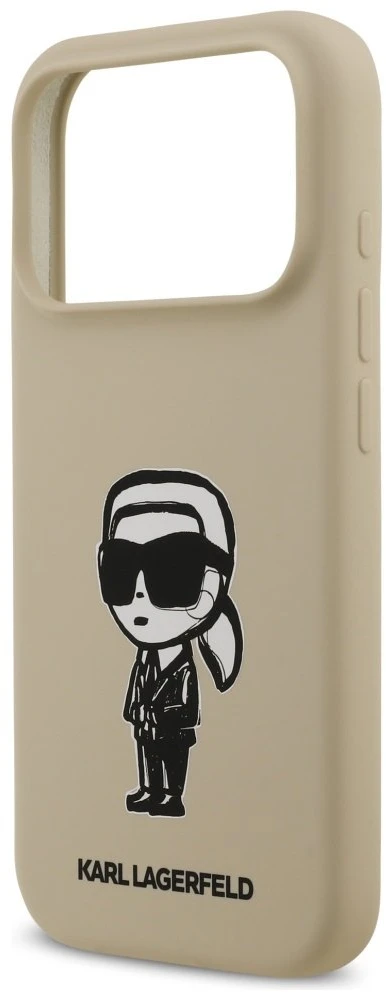 „Karl Lagerfeld“ silikoninis „Karl Sketch & Logo MagSafe“ dėklas, skirtas „iPhone 17 Pro“ – rudas