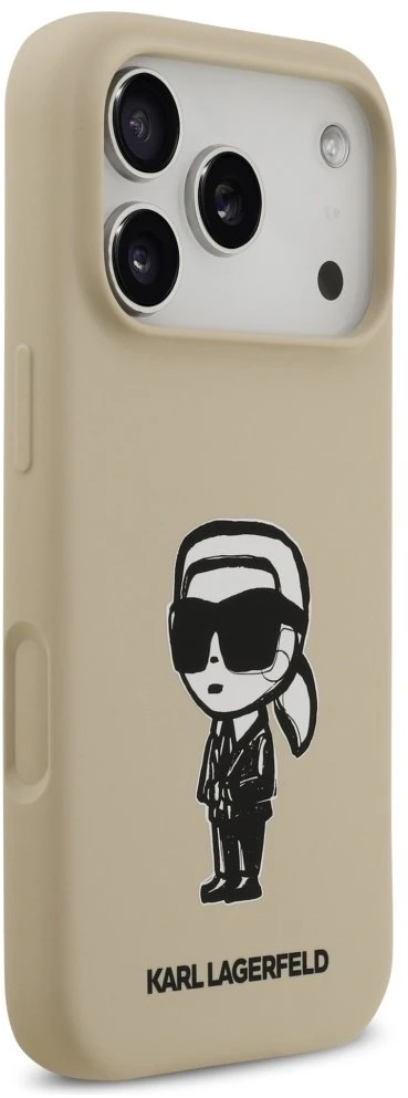 „Karl Lagerfeld“ silikoninis „Karl Sketch & Logo MagSafe“ dėklas, skirtas „iPhone 17 Pro“ – rudas