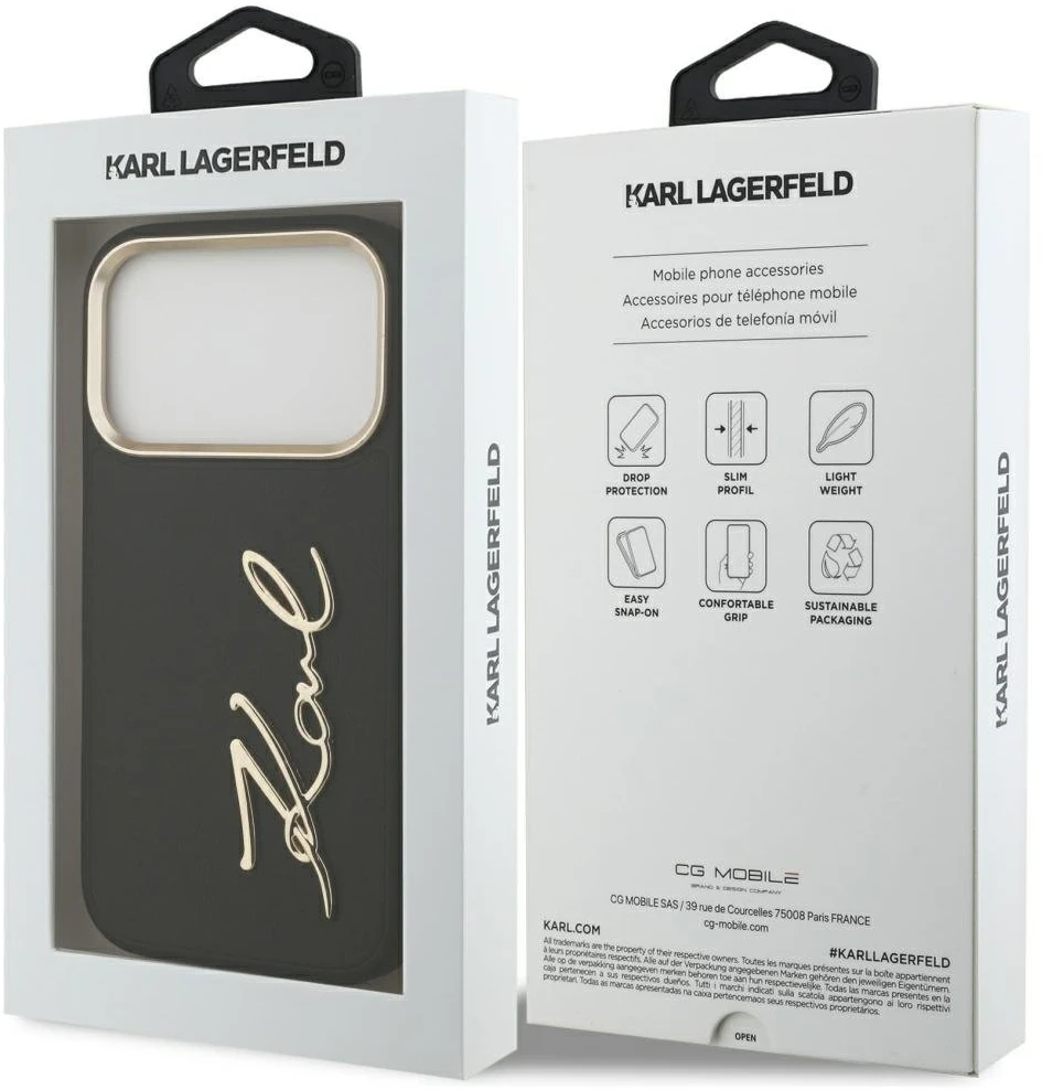 Karl Lagerfeld Karl Script Logo dėklas skirtas Apple iPhone 17 Pro juodos spalvos