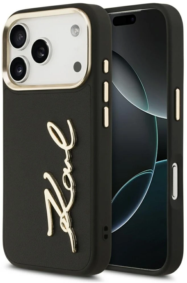 Karl Lagerfeld Karl Script Logo dėklas skirtas Apple iPhone 17 Pro juodos spalvos