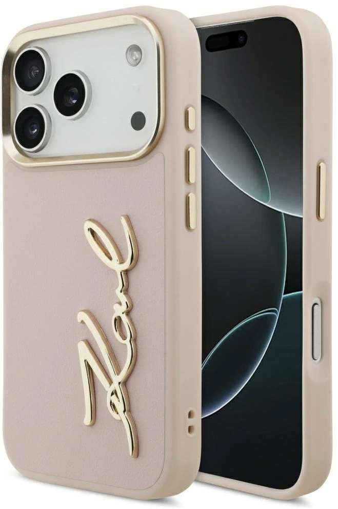 Karl Lagerfeld Karl Script Logo dėklas skirtas Apple iPhone 17 Pro rožinės spalvos