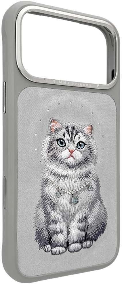 „Nimmy Lucky Fashion Cat“ „MagSafe“ dėklas, skirtas „iPhone 17 Pro“ – pilka
