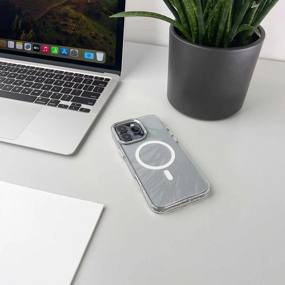Hurtel Glitter Dėklas MagSafe Compatible skirtas Apple iPhone 17 Pro Max – Semi-skaidrus