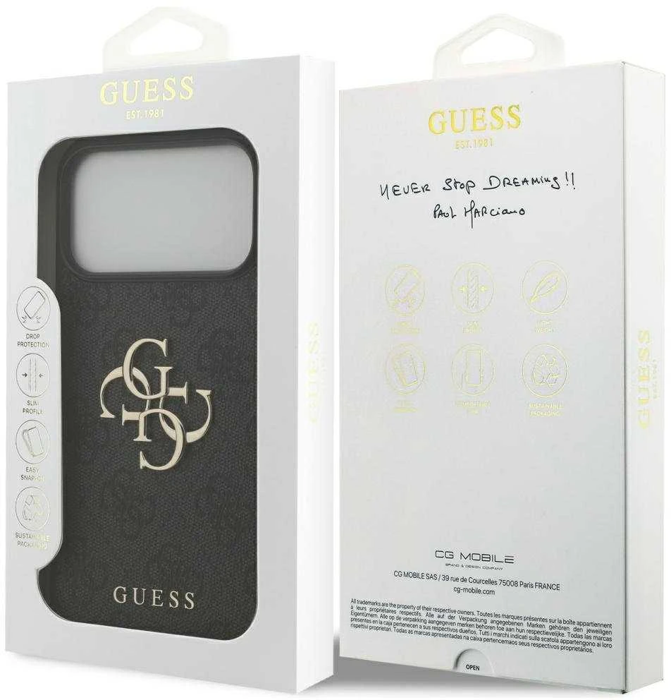 Dėklas Guess 4G Big Logo skirtas iPhone 17 Pro Max juodos spalvos