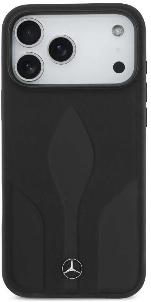 Dėklas Mercedes Leather The Move MagSafe skirtas Apple iPhone 17 Pro Max juodos spalvos