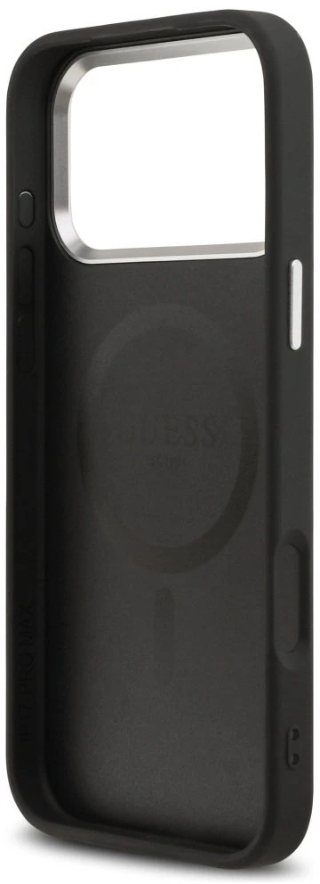 Guess PU Saffiano MagSafe dėklas skirtas Apple iPhone 17 Pro Max juodos spalvos