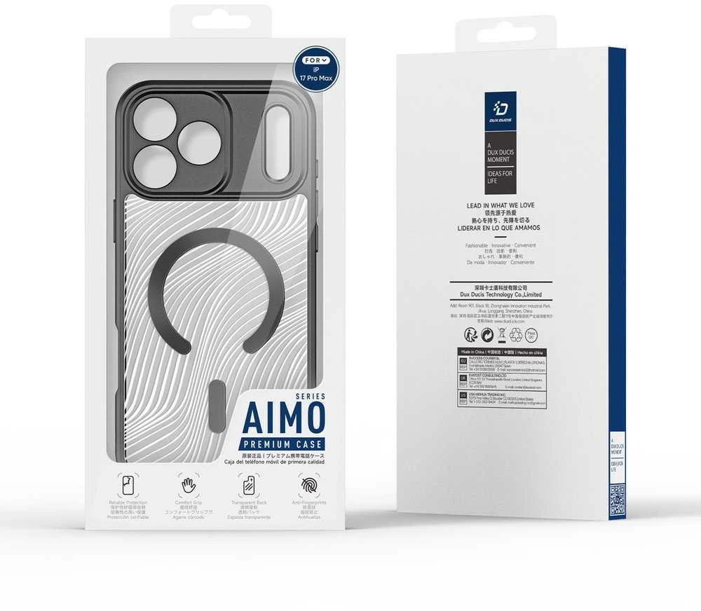 Dux Ducis AIMO Mag dėklas skirtas Apple iPhone 17 Pro Max suderinamas su MagSafe – juodos spalvos