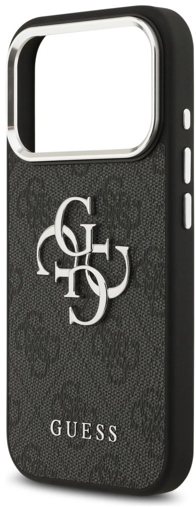 Dėklas GUESS case for IPHONE 17 Pro Max GUHCP17XP4G4SMCK (PU W/ Big 4G Classic Logo) sidabrinis juodas