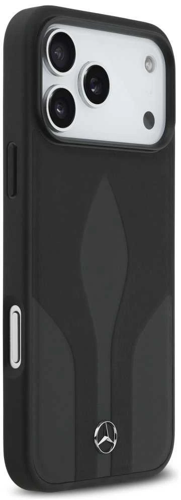 Dėklas Mercedes Leather The Move MagSafe skirtas Apple iPhone 17 Pro Max juodos spalvos