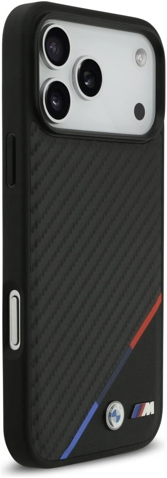Dėklas BMW M Carbon Tricolor Line MagSafe Apple iPhone 17 Pro Max juodos spalvos