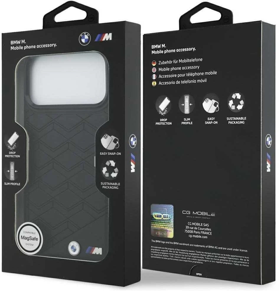 Dėklas BMW M Shape Logo MagSafe Apple iPhone 17 Pro Max juodos spalvos