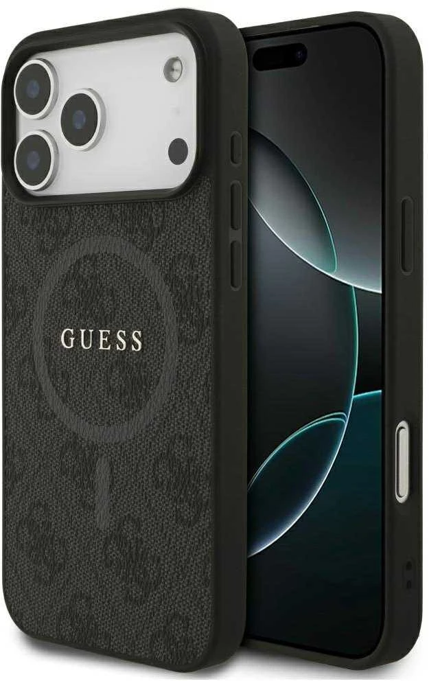 Guess 4G Ring Classic Logo MagSafe dėklas skirtas Apple iPhone 17 Pro Max juodos spalvos