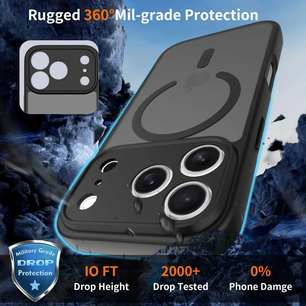 Tech-Protect BasicMag MagSafe dėklas skirtas Apple iPhone 17 Pro Max – matinis juodos spalvos