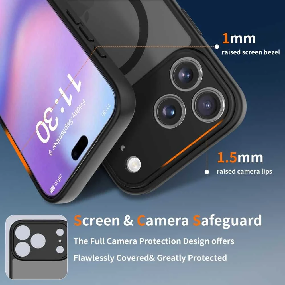 Tech-Protect BasicMag MagSafe dėklas skirtas Apple iPhone 17 Pro Max – matinis juodos spalvos