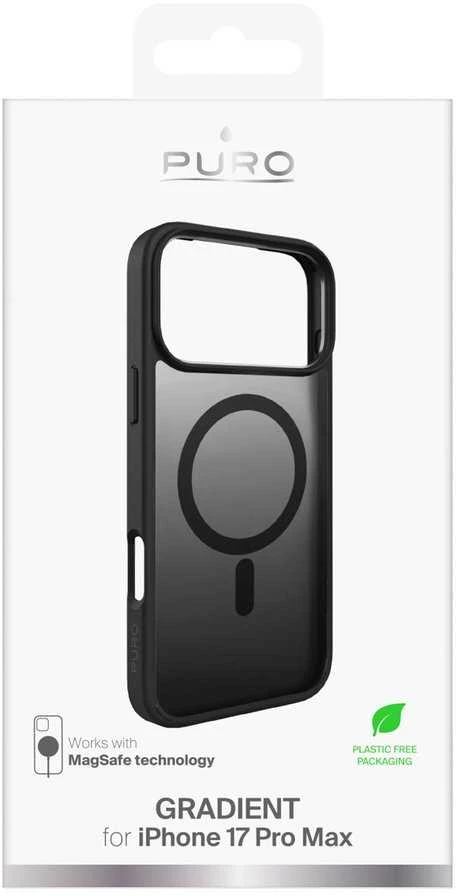 Puro Gradient TPU dėklas suderinamas su MagSafe skirtas Apple iPhone 17 Pro Max - juodos spalvos