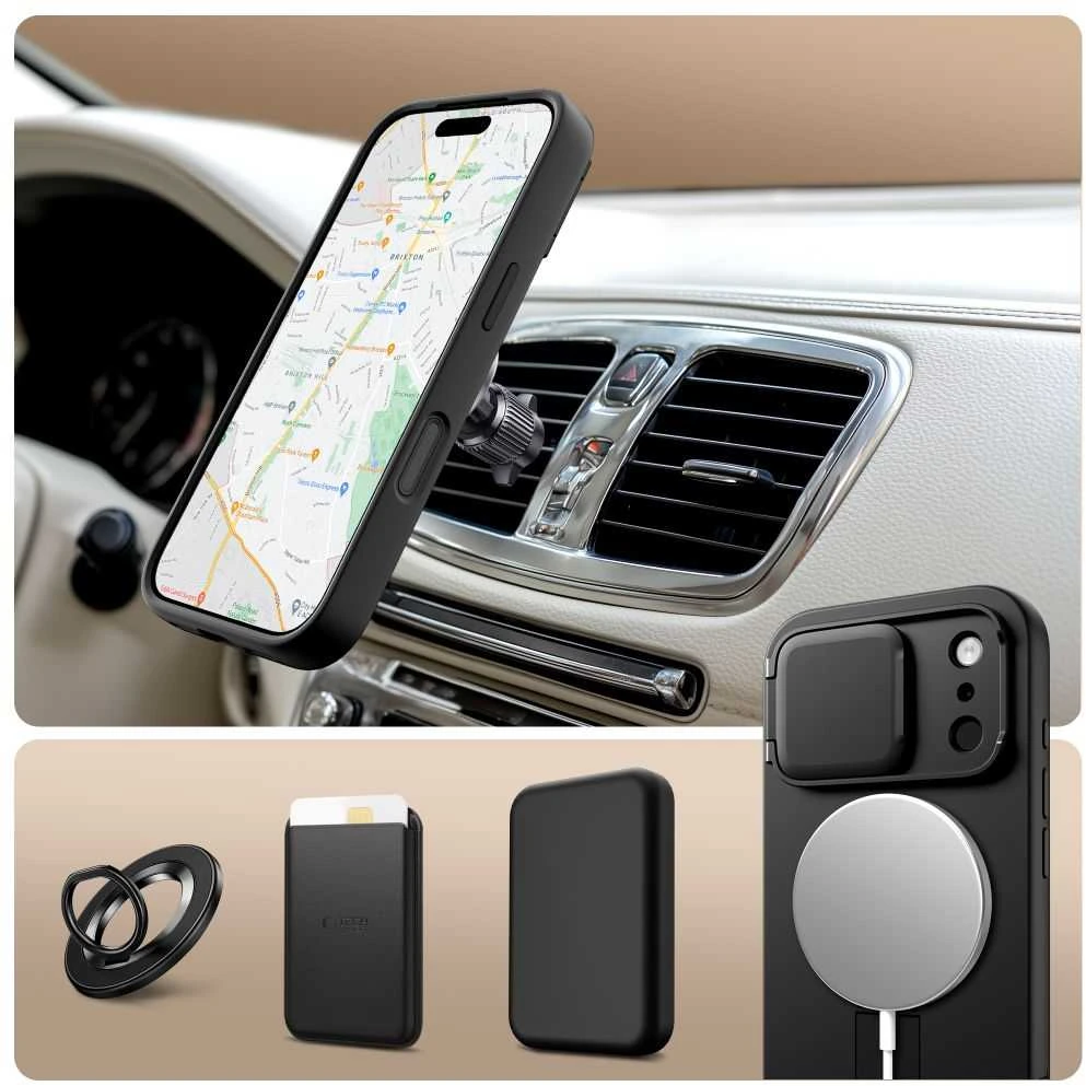 Tech-Protect Kevlar Aura MagSafe dėklas skirtas Apple iPhone 17 Pro Max – juodos spalvos