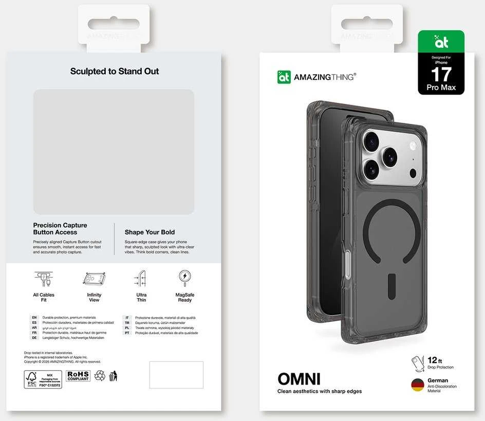 AmazingThing Omni dėklas skirtas Apple iPhone 17 Pro Max suderinamas su MagSafe – juodos spalvos