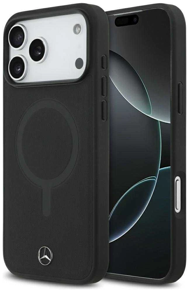 Mercedes Plain Smooth Leather MagSafe dėklas Apple iPhone 17 Pro Max juodos spalvos
