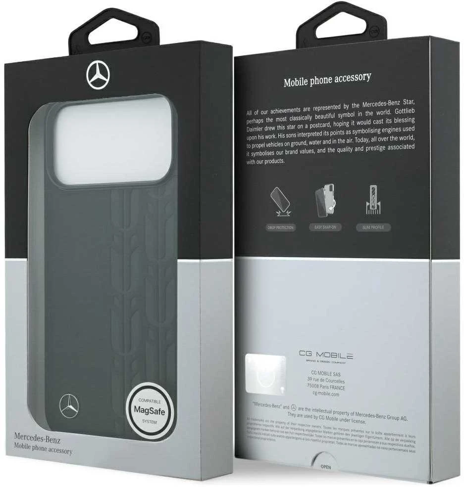 Mercedes Leather Laurel Leaves MagSafe dėklas skirtas Apple iPhone 17 Pro Max juodos spalvos