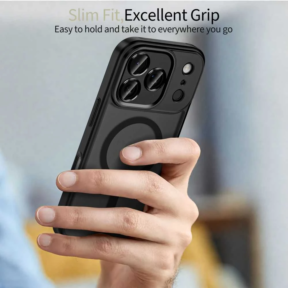 Tech-Protect MagCam MagSafe dėklas skirtas Apple iPhone 17 Pro Max – matinis juodos spalvos