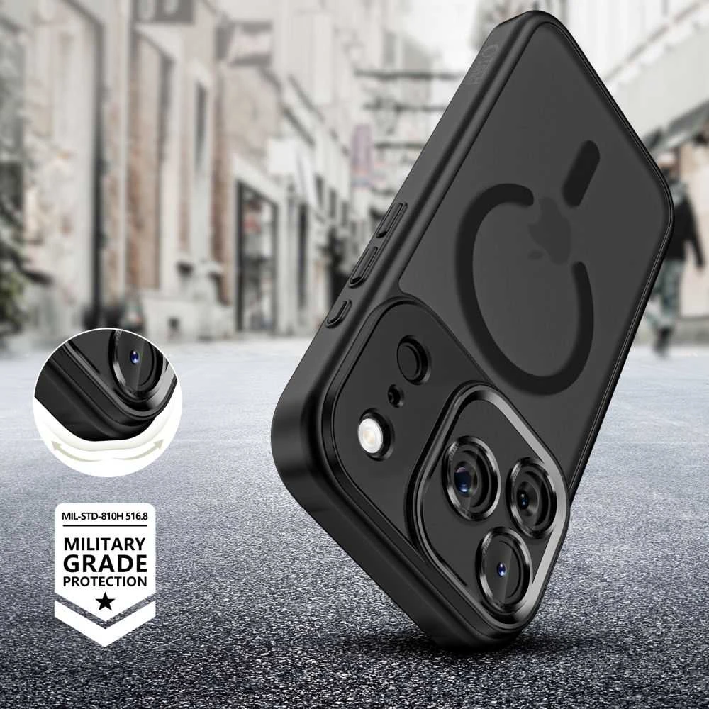 Tech-Protect MagCam MagSafe dėklas skirtas Apple iPhone 17 Pro Max – matinis juodos spalvos