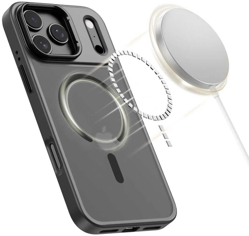 Tech-Protect MagStand MagSafe dėklas skirtas Apple iPhone 17 Pro Max – matinis juodos spalvos