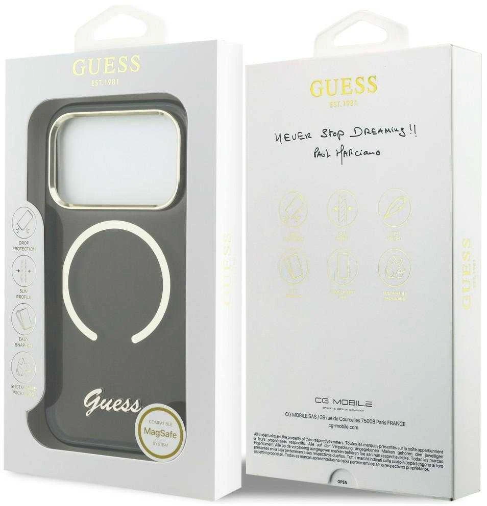 „Guess IML Script“ metalinis „MagSafe“ dėklas, skirtas „iPhone 17 Pro Max“ – Juodas