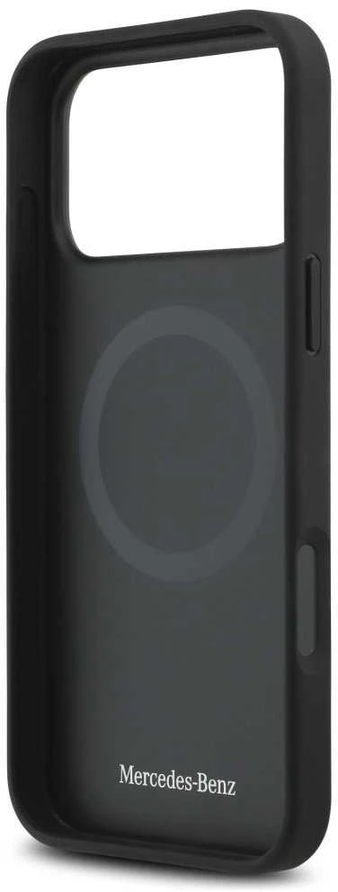 Mercedes Plain Smooth Leather MagSafe dėklas Apple iPhone 17 Pro Max juodos spalvos