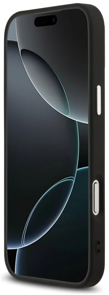 Guess Grained Triangle Logo MagSafe dėklas skirtas Apple iPhone 17 Pro Max juodos spalvos