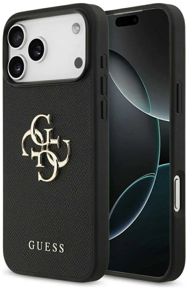 Original dėklas GUESS Grained Big 4G & Classic Logo skirtas Apple iPhone 17 Pro Max juodos spalvos