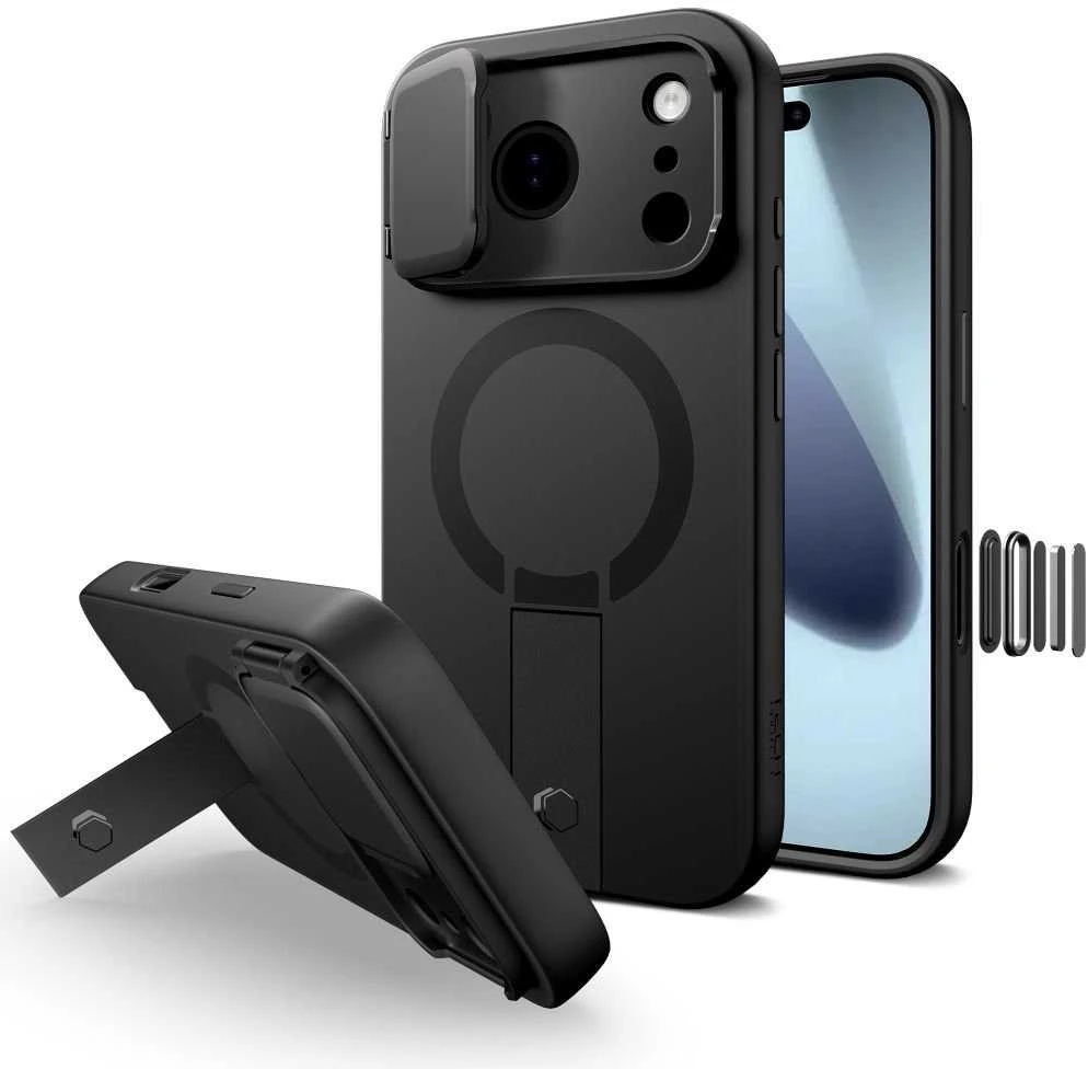 Tech-Protect Kevlar Aura MagSafe dėklas skirtas Apple iPhone 17 Pro Max – juodos spalvos