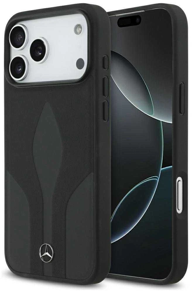Dėklas Mercedes Leather The Move MagSafe skirtas Apple iPhone 17 Pro Max juodos spalvos