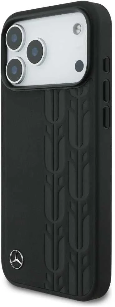 Mercedes Leather Laurel Leaves MagSafe dėklas skirtas Apple iPhone 17 Pro Max juodos spalvos