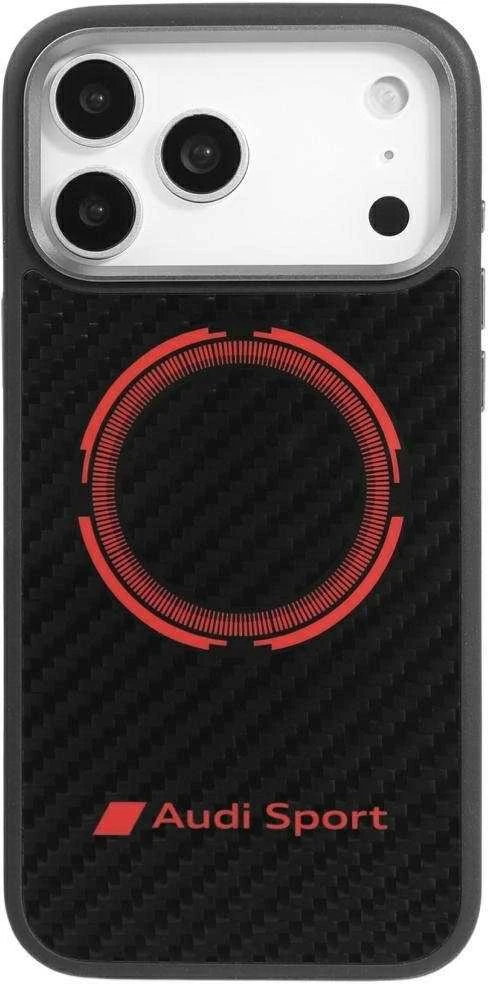Dėklas Audi RSQ Carbon Fiber Sport Raudona Circle MagSafe skirtas Apple iPhone 17 Pro Max juodos spalvos