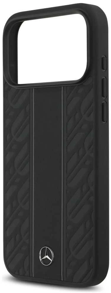 Mercedes Leather Laurel Leaves Stripes MagSafe dėklas Apple iPhone 17 Pro Max juodos spalvos