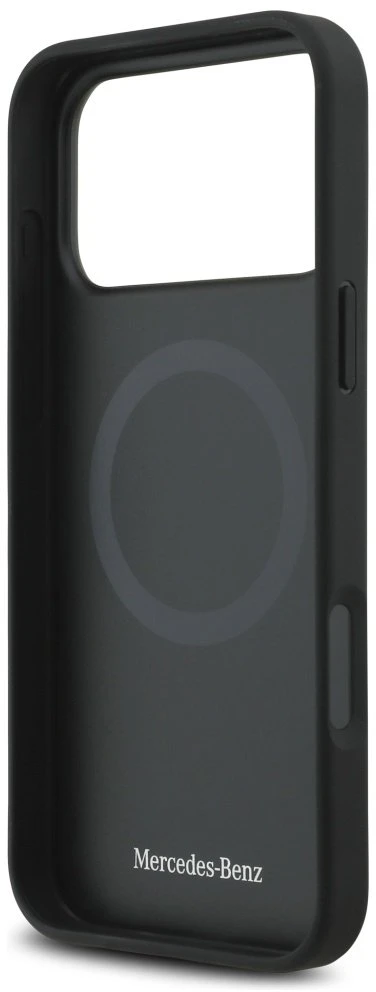 Mercedes Leather Star Pattern Stripes MagSafe dėklas skirtas Apple iPhone 17 Pro Max juodos spalvos
