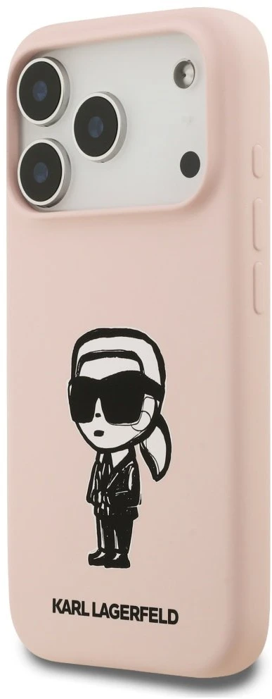 Dėklas Karl Lagerfeld Silicone Karl Sketch & Logo MagSafe Case for iPhone 17 Pro Max - Rožinė