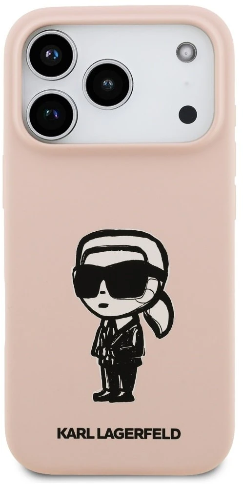 Dėklas Karl Lagerfeld Silicone Karl Sketch & Logo MagSafe Case for iPhone 17 Pro Max - Rožinė