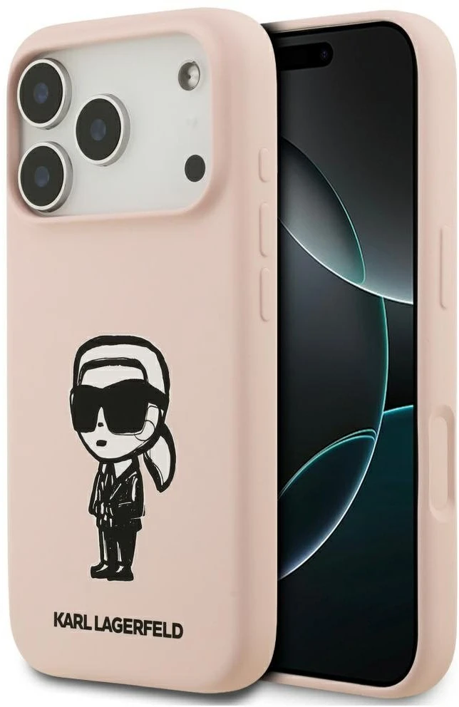 Dėklas Karl Lagerfeld Silicone Karl Sketch & Logo MagSafe Case for iPhone 17 Pro Max - Rožinė
