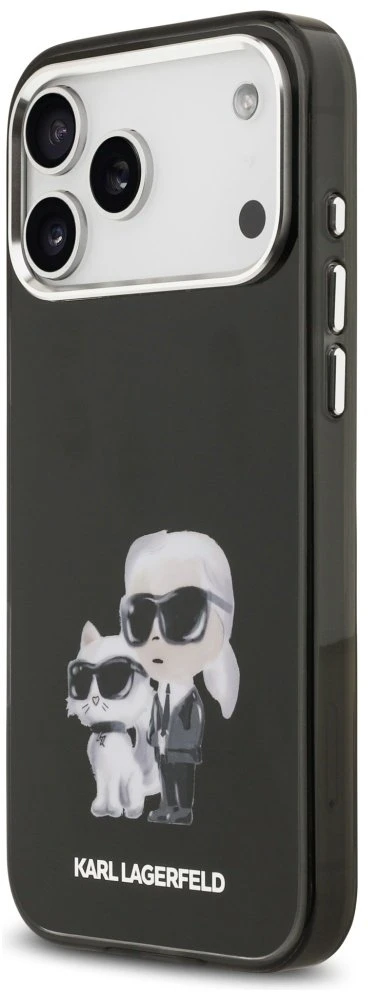 Karl Lagerfeld IML Aquarelle Karl and Choupette dėklas skirtas iPhone 17 Pro Max juodos spalvos