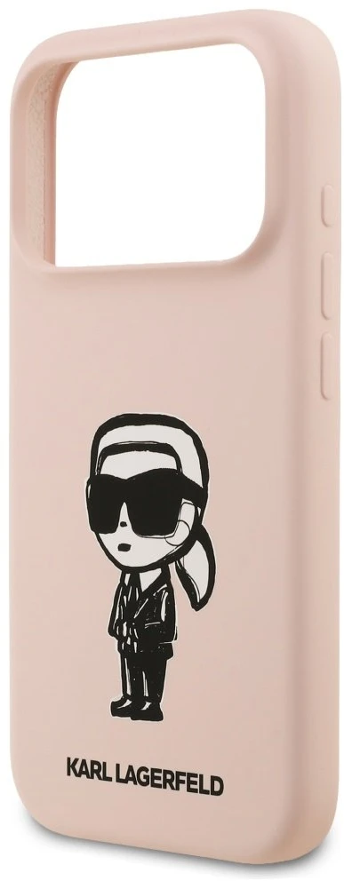 Dėklas Karl Lagerfeld Silicone Karl Sketch & Logo MagSafe Case for iPhone 17 Pro Max - Rožinė