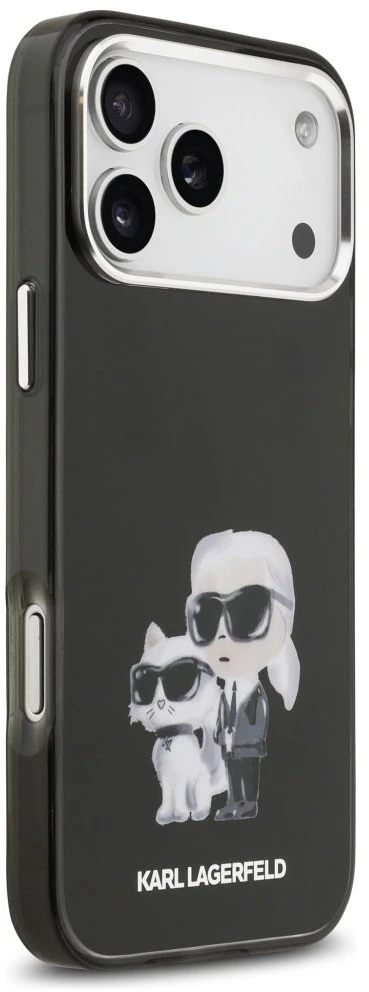 Karl Lagerfeld IML Aquarelle Karl and Choupette dėklas skirtas iPhone 17 Pro Max juodos spalvos