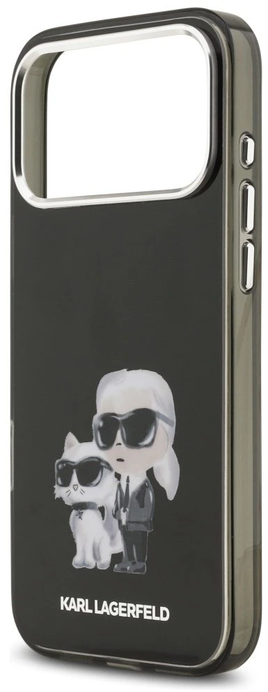 Karl Lagerfeld IML Aquarelle Karl and Choupette dėklas skirtas iPhone 17 Pro Max juodos spalvos