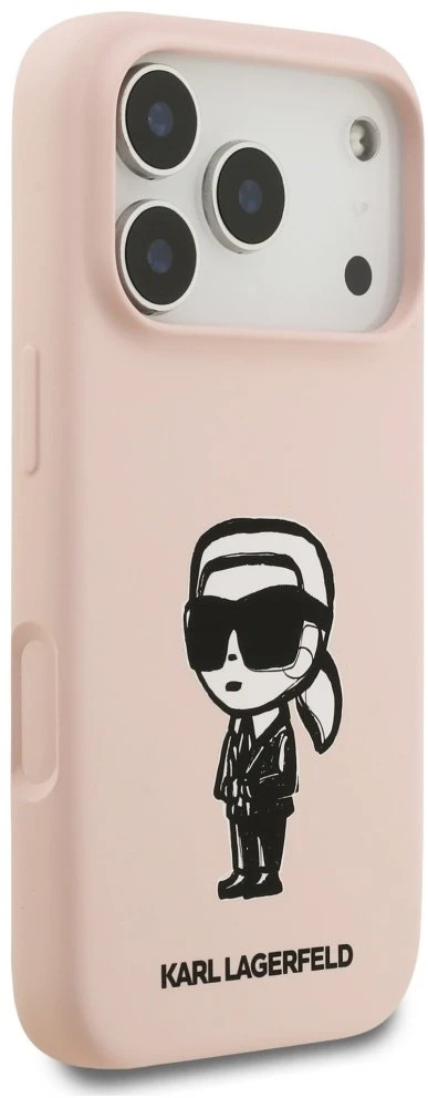 Dėklas Karl Lagerfeld Silicone Karl Sketch & Logo MagSafe Case for iPhone 17 Pro Max - Rožinė