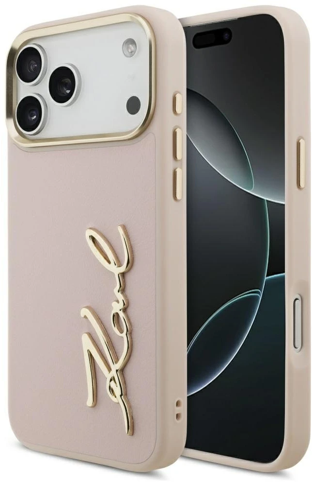 Karl Lagerfeld Karl Script Logo dėklas skirtas Apple iPhone 17 Pro Max rožinės spalvos