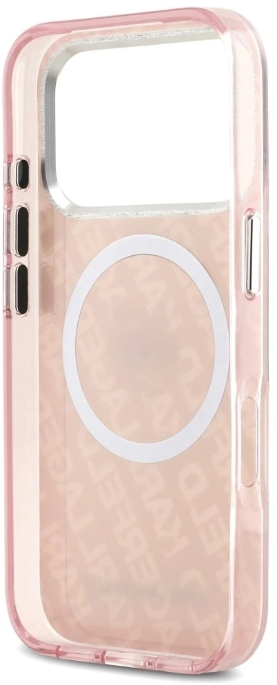 Dėklas Karl Lagerfeld IML Choupette Head Logo MagSafe skirtas Apple iPhone 17 Pro Max rožinės spalvos