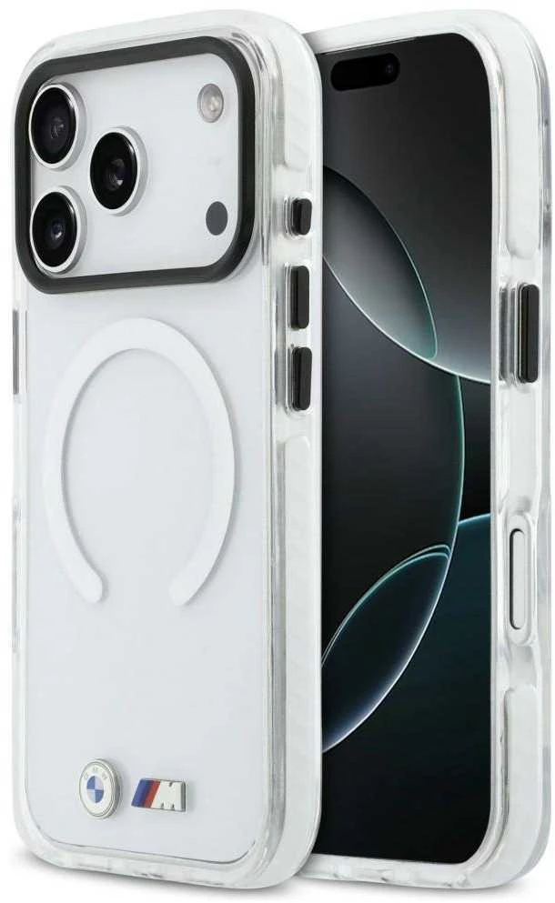 BMW M IML smūgiams atsparus metalinis logotipų „MagSafe“ dėklas, skirtas „iPhone 17 Pro Max“ – permatomas